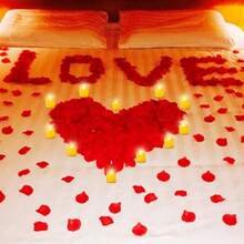 LED Tea Lights Candles - 1000Pcs Artificial Rose Petals & 24Pcs LED Candles, Star Night Light For Bedroom Hotel Decor, Date Night Ideas, Anniversary - Led Round Candle - View 4