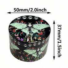 1pc Random Style Green Butterfly Pattern Powerful Grinder, Portable Mini Metal Herb Grinder And Kitchen Spice Mill, Christmas & Halloween Gift - Multicolor - View 4