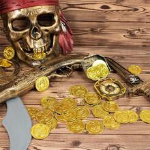 100 Pieces Of Plastic Gold Coins, Pirate Game Plastic Tokens, Treasure Props, Suitable For Treasure Hunting Games, Pirate-Themed Parties, And Adventure Role-Playing Fake Gold Coins - View 2