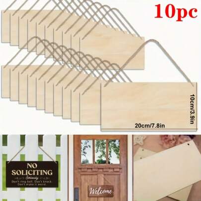 10pcs Rectangular Wooden Slices, DIY Painting & Crafts, Wooden Hanging Decor, Suitable For Holidays, Weddings, Parties, Home Decor, Handmade, Birthday Decorations, Bedroom Decor