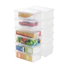 Caja de almacenamiento de zapatos apilable de plástico transparente con tapa recipientes duraderos para zapatos manualidades y suministros de arte 12 unidades 6 unidades - Transparente - Ver 1