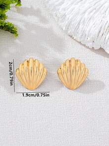 1 Pair Gold Shell Earrings For Beach Vacation - Yellow Gold - View 5