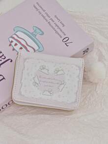 New Bunny Design Women Short Trifold Zipper Wallet Business Casual Woman Card Case Gifts Essentials Items For Women Wallet Purse Wallet Small Wallet Cute Wallet - 粉色 - 查看 3