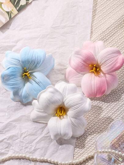 3 Piezas/1 Pieza, Pinzas para el cabello de mujer con flores de hibisco y loto, azul, rosa, blanco, pinzas para el cabello con flores de tela bohemias elegantes, accesorios para el cabello de fiesta de playa de verano, un gran regalo para niñas, paquete de valor del Día de San Valentín, pinzas para el cabello, adornos para el cabello, pinzas laterales
