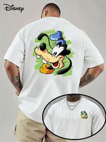 Disney Official Licensed Goofy "Retro Brushstroke" Double-Sided Graphic T Shirts 100 Percent Cotton Disney Shirt 220g Unisex - 白色 - 查看 1