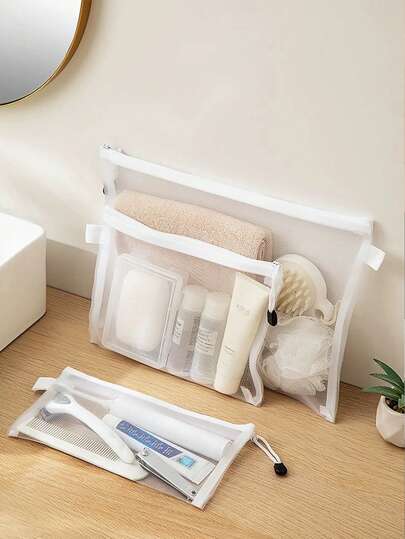 1 chiếc túi lưới có khóa kéo tiện dụng, vật dụng cần thiết cho học sinh và nhân viên văn phòng, túi đựng đồ lưới tối giản cho các vật dụng nhỏ.