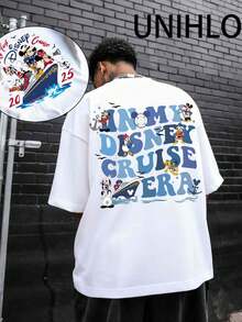 Disney UNIHLO Mickey  Print  Summer Casual Versatile Pure Cotton T-Shirt Suitable For Any Place - White - View 1