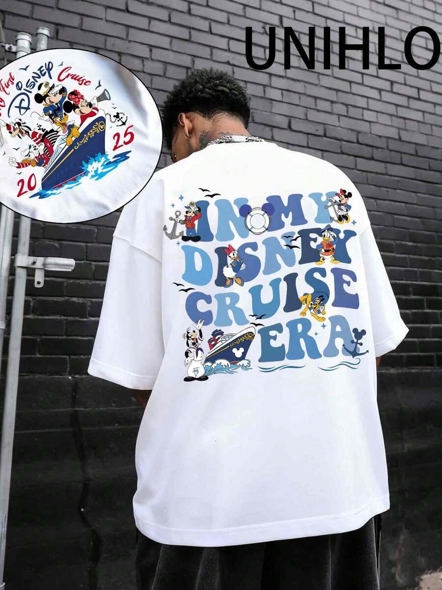 Disney UNIHLO Mickey  Print  Summer Casual Versatile Pure Cotton T-Shirt Suitable For Any Place - White - View 1