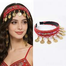 1 chiếc băng đô cài tóc cho trang phục múa bụng bé gái, băng đô đính sequin, vương miện cài tóc, thích hợp cho các bữa tiệc ngày lễ, hộp đêm, trang phục đi biển, phụ kiện phong cách boho cổ điển. - Nhiều màu - Xem 5