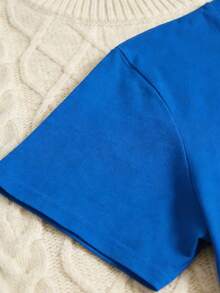 Women's Plus Size Cotton T-Shirt, Beautiful Disaster Graphic Print, Vintage Bull Skull & Rose Design, Casual Loose Fit Tee, Short Sleeve Round Neck Top, Sizes M-5XL, Soft Comfortable Cotton Fabric, Fashionable Western Style Shirt For Daily Wear - 藍色 - 查看 3