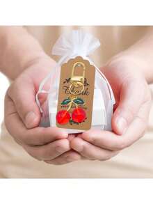 12pcs/Set 3D Alloy Cherry Red Drip Oil Decor Pendant Keychain Jewelry Findings - B-Red - View 5