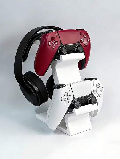 מעמד לבקר משחק אוניברסלי אחד ומעמד לאוזניות, שלושה באחד מעמד לבקר משחק, מתאים ל-2 בקרי משחק ומנהל אוזניות שולחני חוסך מקום אחד. מתקן אחסון אוזניות עמיד, מתאים לגיימרים מושבעים ולמשתמשים מזדמנים, מתאים להקמת מדפי אחסון לגיימינג, בידור ביתי, סביבת עבודה, אביזרי שולחן עבודה, אביזרי משחק, קישוט חדר משחקים, קישוט הבית, עונת החזרה לבית הספר, מתנות לגברים, מתנות לנשים, מבחר המתנות המושלם