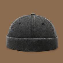 2026新款复古水洗渔夫帽，男女通用街头嘻哈西瓜帽，可调节休闲滑板帽，适合日常佩戴或假日派对，圆顶帽 - 水洗 - 查看 3