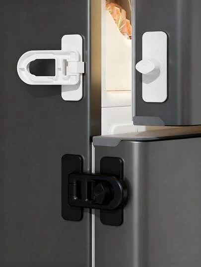 10个装冰箱安全锁，带粘垫的防护安全锁 - 适用于冰箱、橱柜、抽屉、洗碗机、浴室，安装简便，无需工具，黑白两色可选 - 无需电源或电池