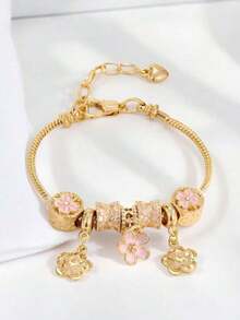Fashionable Bowknot Candy DIY Handmade Bracelet, Small Accessory Design Bracelet, Gift For Girl, Pink Handmade Bracelet - 均碼 - 查看 4