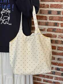 Dedoo Ins Style Portable Canvas Tote Bag Women's New 2026 Niche Design Large-Capacity Underarm Shoulder Bag - Beige - View 3