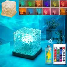 1 Stück RGB Multifunktions-Wellenprojektor mit Fernbedienung, 16 Farben, Mehrfarbige Atmosphäre RGB Würfelleuchte, geeignet für Schlafzimmer, Partyatmosphäre, Valentinstag Restaurant Dekoration, Lichtquelle inklusive - polychromatisches Licht - Übersicht 5