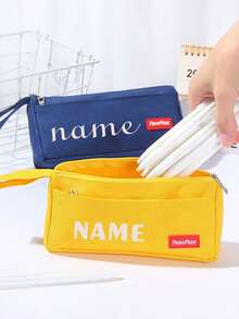 Customized Text LOGO Minimalist Pencil Case, Large Capacity Stationery Bag, Stationery Box, Student Pencil Pouch For Men & Women, Back To School Gift, Exclusive Pencil Bag, Student Large Capacity Pencil Bag, Dirt-Resistant Minimalist Stationery Box, High-Quality Pencil Box, Stationery Pencil Bag - Multicolor - View 2