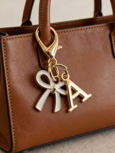 White Bow A-Z Letter Keychain/Bag Accessory Pendant/Gift For Friends, Besties, And Loved Ones For Birthdays And Holidays