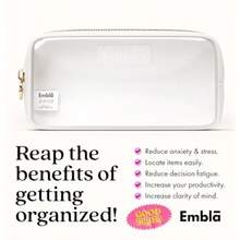 Embla - Bolsa de maquillaje transparente para mujer bolsa de cosméticos transparente bolsa de cosméticos con cierre lindas bolsas de nailon negro almacenamiento de maquillaje artículos de - Blanco - Ver 6
