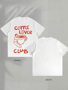 Camiseta para hombre con estampado de taza de café y texto Coffee Lover Club estilo Y2K streetwear ideal para regalar a novio o novia regalo diario moda urbana - Blanco - Ver 2