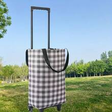 1个大容量可折叠户外便携式购物推车，露营储物推车，牛津布手推车，小型带轮推车，超市杂货购物推车，承重40磅 - 多色 - 查看 11