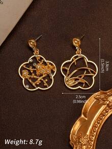 New Chinese Style Vintage 3D Hollow Plum Blossom Hair Accessory - Only The Plum Blossom Blooms Alone, A Subtle Fragrance Comes For Women's Banquets, Daily Wear, Parties, Festivals & Gifting - Gold - View 6