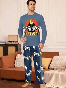 Ensemble de pyjama et tenue de détente à manches longues pour homme - Couleurs mélangées - Voir 7