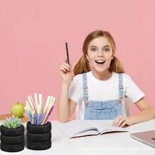 1个轮胎形笔筒，黑色桌面笔筒，适用于办公室、家庭、教室、会议室文具 - 輪胎創意 - 查看 2