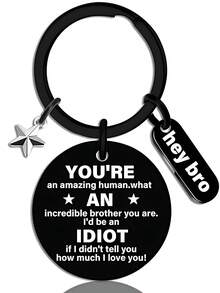 1pc Funny & Meaningful Brother Gift, Stainless Steel Keychain, Cool Black Key Ring, Suitable For Brother's Birthday, Graduation, Unique Gift, You Are Awesome - Black - View 6