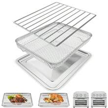 Replacement Air Fryer cooling rack for Cuisinart TOA-26 28 Air Fryer Convection Toaster Oven 11.2''*10'' Air Fryer Stainless Steel Wire Rack Basket Tray Accessories Parts Dishwasher Safes - como en la foto - Ver 1