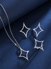 3件套/戒指、项链、耳环首饰套装，简约小众首饰套装，适合日常通勤佩戴 - 彩色 - 查看 1