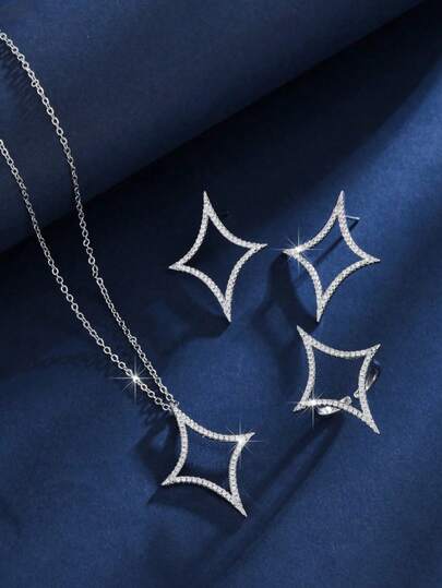 3pcs/Set Rings, Necklace, Earrings Jewelry Set, Minimalist Niche Jewelry Set, Suitable For Daily Commute Wear