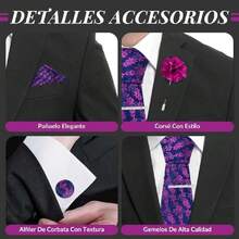 Men's Satin Ties, Slim Tie And Bow Tie Set For Gentlemen, High Quality Suit Accessory, 8CM Ties With Cufflinks And Box, Gift For Husband, Father, Friend, 42548349 - 青碧色 - 查看 5