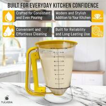 Pancake Batter Dispenser 5 - Cup Mix Pourer Pancakes, Waffles, Crepes, Muffins, Cupcakes Squeeze Handle, Pitcher, Durable Drip - Design Baking Accessories (Yellow) - 查看 8