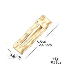 2pcs Metal Hair Clips Suitable For Daily Use - Gold - View 2