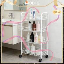 4 Tier Metal Rolling Utility Cart With Casters Storage Shelf Rack With Baskets And Wheels 72cm High From Ddfo - Classic - View 2