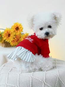 1pc Pet Dress, Dog/Cat Clothes & Accessories, New Spring/Summer Collection, Happiness Dress - Red - View 4