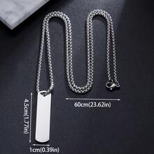 Fashionable And Simple Stainless Steel Square Bar Pendant Necklace For Men And Women Hip Hop Party Jewelry Gifts - Gold - View 4