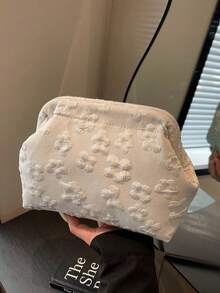 新款压纹云朵手拿包，大容量口红包，晚宴包 - 白色 - 查看 4