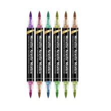 Bộ bút dạ acrylic hai đầu 12/24/48 màu, màu kim loại, gốc nước, khô nhanh, chống thấm nước, có thể giặt được, dùng để vẽ tranh graffiti. - Nhiều màu - Xem 9