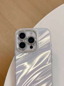 Skin-Friendly Electroplated Wavy Pattern IMD Phone Case With Camera Protection, Suitable For IPhone 11, 12, 13, 14, 12 Pro Max, 13 Pro Max, 15, 15 Pro, 15 Plus, 15 Pro Max, 16, 16 Pro, 16 Plus, 16 Pro Max, 17, 17 Pro, 17 Pro Max - Silver - View 4