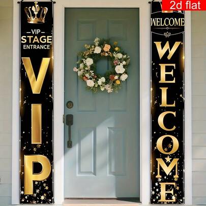 VIP Stage Entrance Welcome Banner, Vibrant Outdoor And Indoor Party Activities, Durable Polyester Fiber, Distinctive Party Decoration Design, Durable Polyester Banner, Multiple Styles And Colors To Choose From.