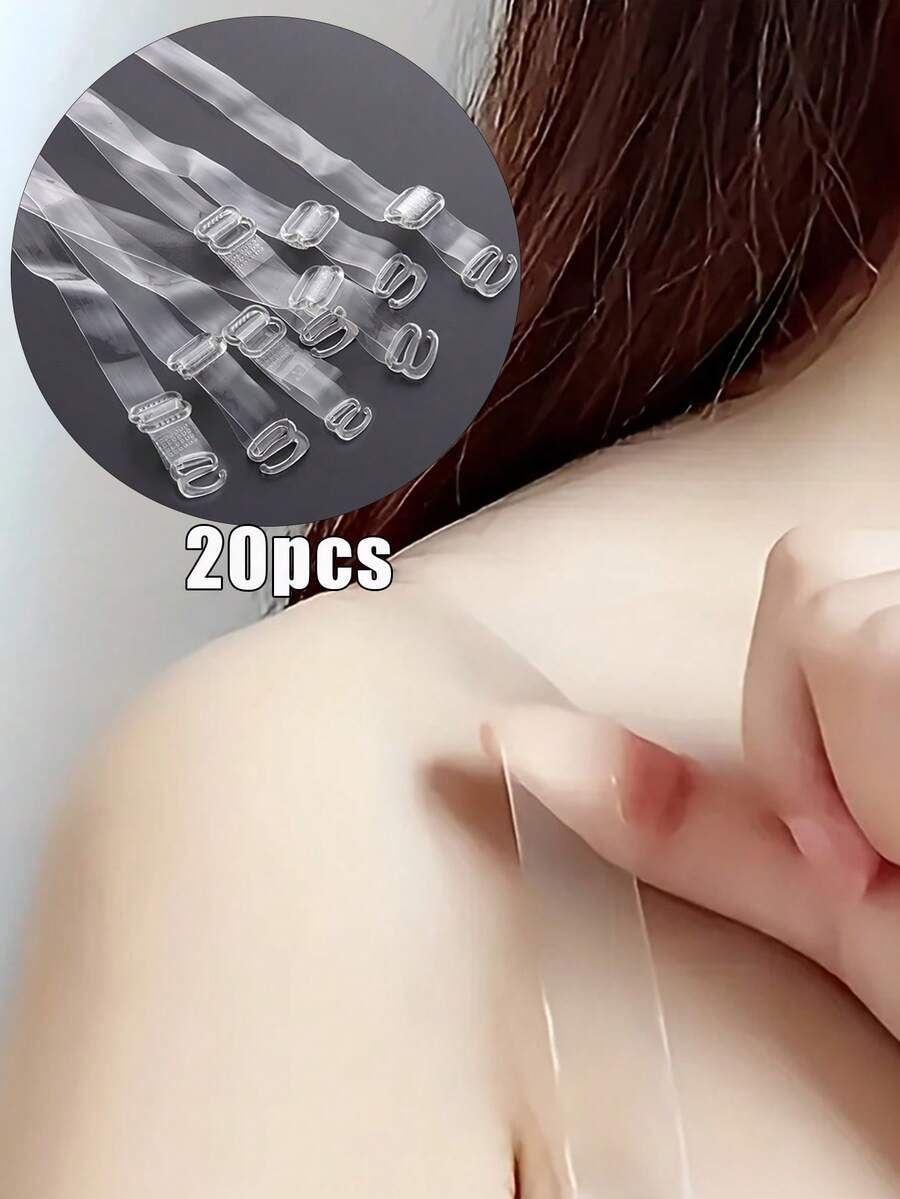 10 Pairs Transparent Invisible Bra Straps, Non-Slip Sexy Strapless Bra Accessories - Clear - View 1