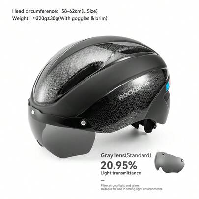 ROCKBROS Mũ bảo hiểm xe đạp giảm xóc kèm kính bảo hộ, mũ bảo hiểm xe đạp đường trường/xe đạp leo núi với thiết kế nam châm thấm mồ hôi, chống gió và chống bụi.