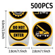 500 piezas/rollo Pegatinas de sellado de vehículos de ingeniería, calcomanías de dibujos animados creativos en rollo para bricolaje en portátiles, teléfonos, guitarras, álbumes de recortes, juguetes clásicos para niños - Multicolor - Ver 2