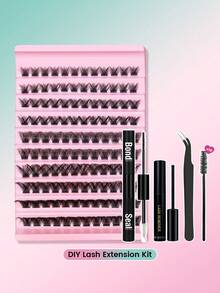 DIY D型卷翘假睫毛，单根睫毛簇，用于嫁接睫毛，自然轻盈，打造纤长浓密效果，柔软轻盈的假睫毛 - 彩色 - 查看 16