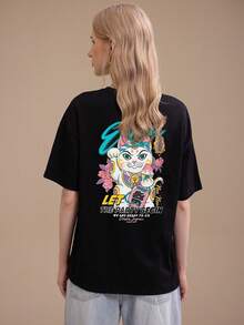 New Women's Daily Casual Short Sleeve T-Shirt, Tomato Print Jumpsuit, Home Casual Short Sleeve Top - Black - View 2