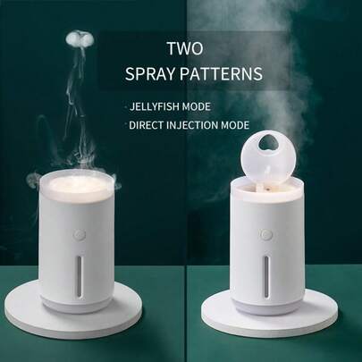 1pc 320ML Large Capacity Jellyfish Humidifier, Desktop Creative Smoke Ring, Quiet Home/Office Mist Humidifier, USB Car Humidifier, Nano Mist No Wet Desktop, Car Humidifier/Travel Companion, Large Capacity Easy To Clean, 3 Color Ambience, 5V/1A-≤2.5W