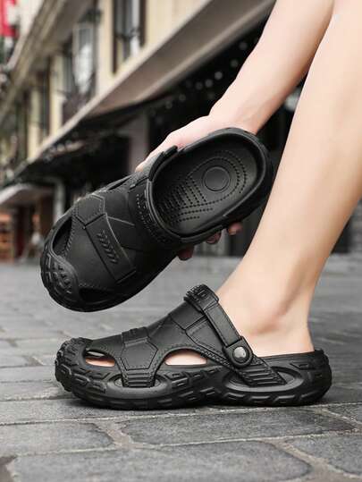 1 Pair Men's New Summer Fashion Breathable Slip-On Sandals, Large Size 49, Soft Sole Dual-Wear Casual Outdoor Beach Vacation Loafers